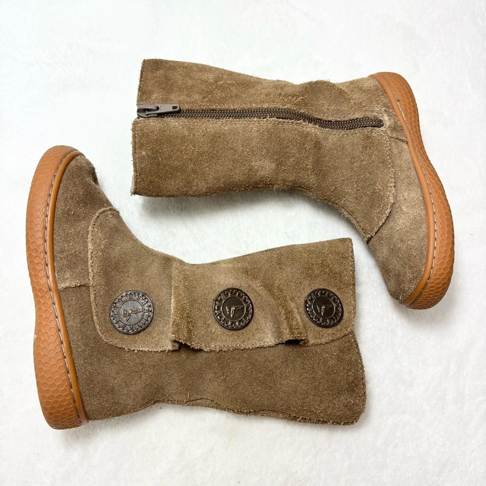 Livie & Lucia Brown Suede‎ Upper Leather Boots with Button Accents Size 8M